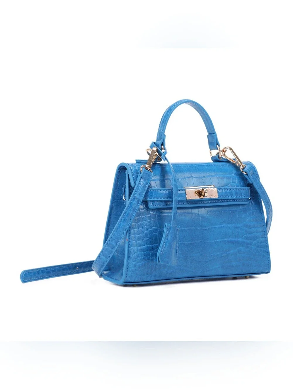Alyssa Elegant Gold Croc-Embossed Mini Top-Handle Bag